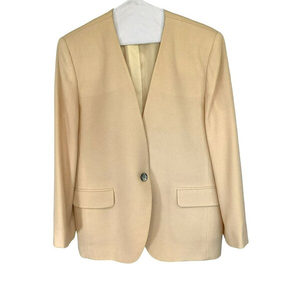 Jones New York Suit Jacket Women's Size 12 Petite 100% Wool in Yellow Lined - Picture 1 of 13